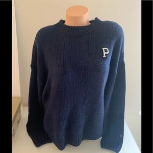 NWT VS PINK  Pullover Knit Boyfriend SweaterBLUE L
